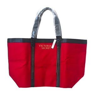 VICTORIAS SECRET | Red Studded Canvas Tote
